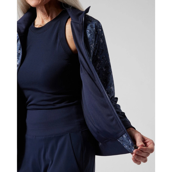 ATHLETA 2 PC Set Bomber Jacket & Wide Leg Crop Pant Navy Leopard Size Large 12 - Picture 5 of 16